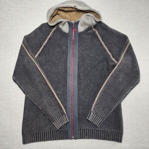 Men's Gray Hooded Zip-Up Sweater Jacket